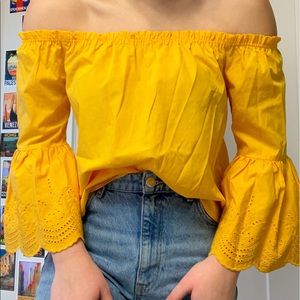 Off-the-Shoulder Top w/ Flare Lace Sleeves